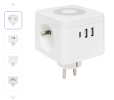 Тройник Разветвитель 3-м куб 2 гнезда 2хUSB 2.4А + тип C + ночник EKF UBA-CUB-T2-TC