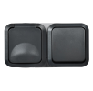Блок ОП розетка+выключатель   IEK TORS TS142 IP55 графит    TS-G10-6-55-V-K53